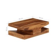 Table basse Bois massif de Sesham 90 x 60 x 30 cm