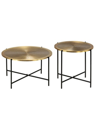 Ensemble de tables 2 pcs MDF recouvert de laiton