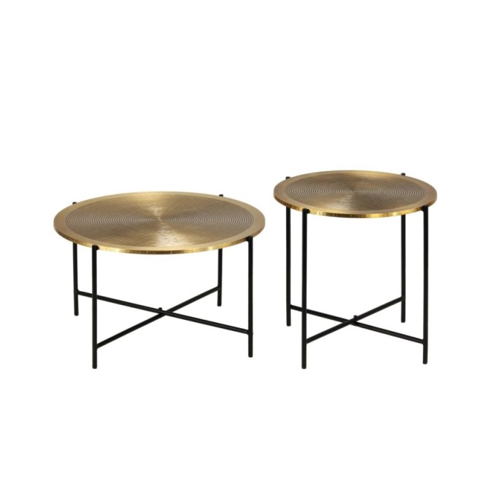 Ensemble de tables 2 pcs MDF recouvert de laiton