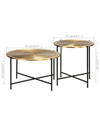 Ensemble de tables 2 pcs MDF recouvert de laiton