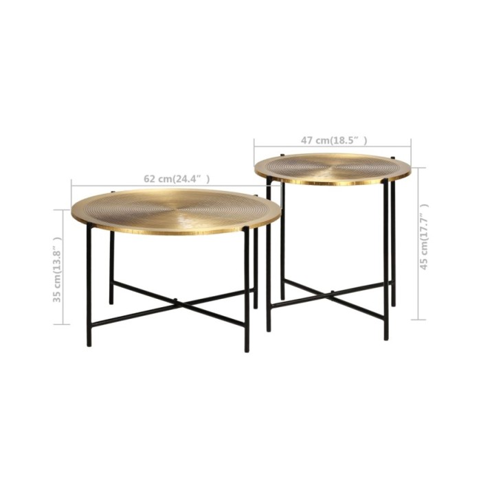 Ensemble de tables 2 pcs MDF recouvert de laiton