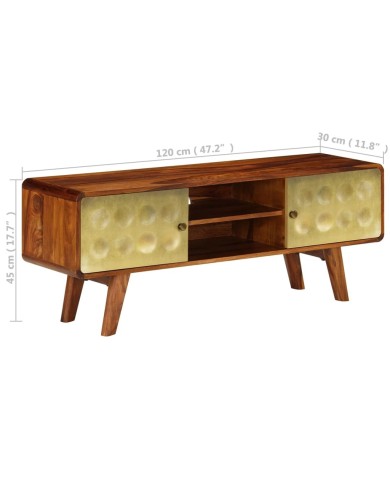 Meuble TV Bois de Sesham massif 120 x 30 x 45 cm