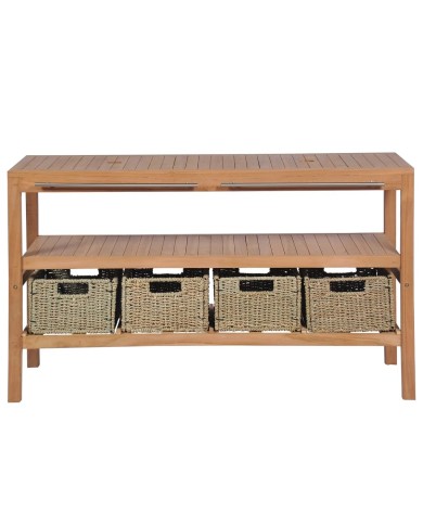 Meuble de salle de bains avec 4 paniers Teck massif 132x45x75cm