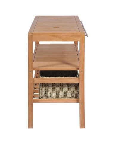 Meuble de salle de bains avec 4 paniers Teck massif 132x45x75cm