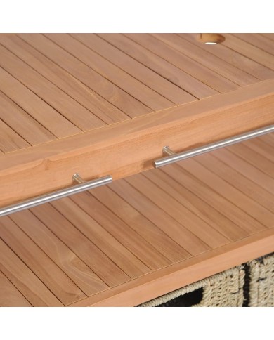 Meuble de salle de bains avec 4 paniers Teck massif 132x45x75cm