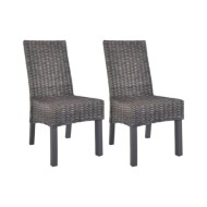 Chaises à dîner 2 pcs Marron Rotin kubu et bois de manguier
