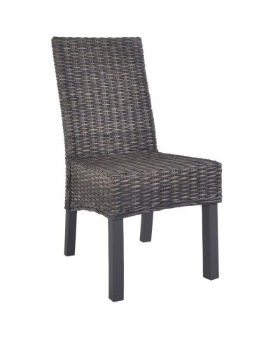 Chaises à dîner 2 pcs Marron Rotin kubu et bois de manguier