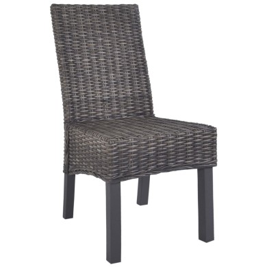 Chaises à dîner 2 pcs Marron Rotin kubu et bois de manguier