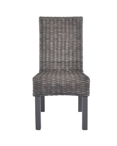 Chaises à dîner 2 pcs Marron Rotin kubu et bois de manguier