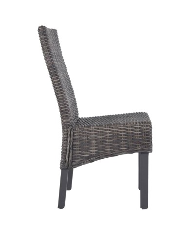Chaises à dîner 2 pcs Marron Rotin kubu et bois de manguier