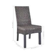 Chaises à dîner 2 pcs Marron Rotin kubu et bois de manguier
