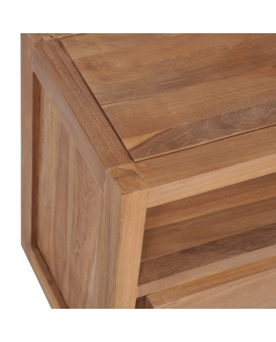 Meuble TV Bois massif de teck et finition naturelle 120x30x40cm