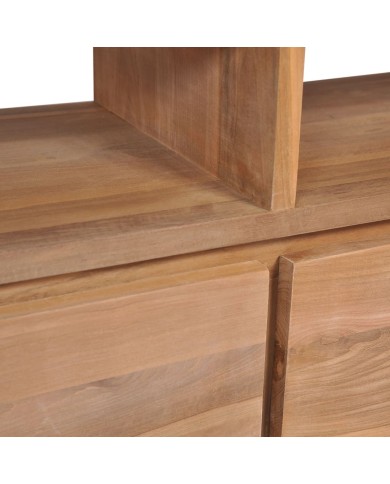 Meuble TV Bois massif de teck et finition naturelle 120x30x40cm