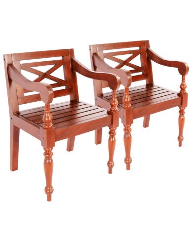 Chaises Batavia 2 pcs Marron foncé Bois d'acajou solide