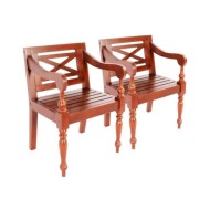 Chaises Batavia 2 pcs Marron foncé Bois d'acajou solide