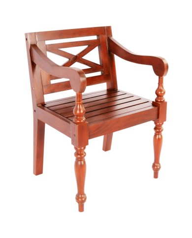 Chaises Batavia 2 pcs Marron foncé Bois d'acajou solide