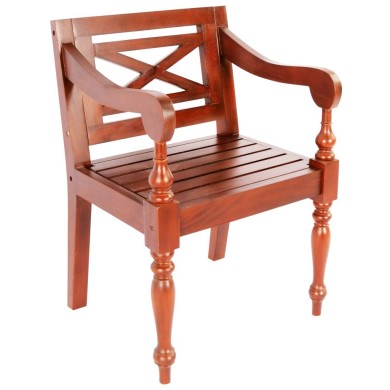 Chaises Batavia 2 pcs Marron foncé Bois d'acajou solide