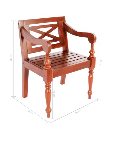 Chaises Batavia 2 pcs Marron foncé Bois d'acajou solide
