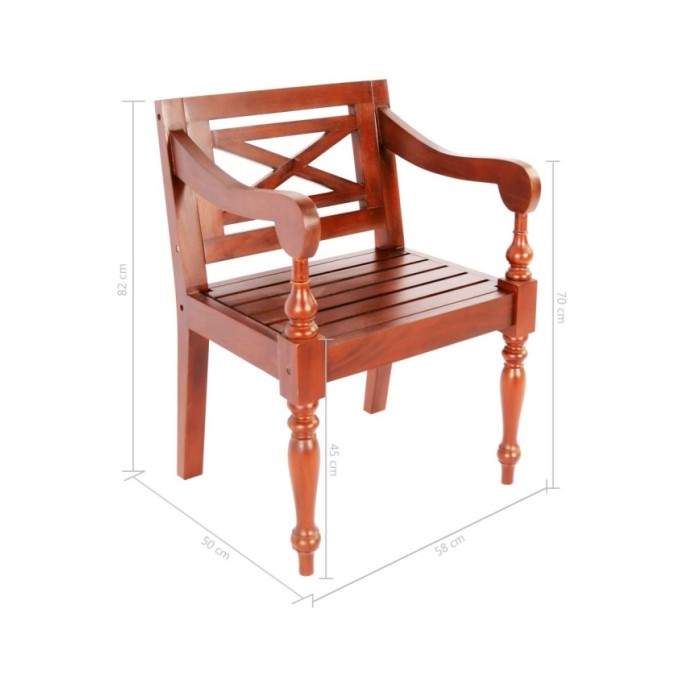 Chaises Batavia 2 pcs Marron foncé Bois d'acajou solide