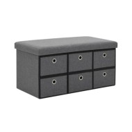 Banc de rangement pliable Faux lin 76 x 38 x 38 cm Gris foncé