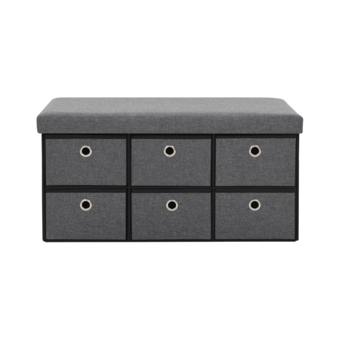 Banc de rangement pliable Faux lin 76 x 38 x 38 cm Gris foncé