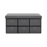 Banc de rangement pliable Faux lin 76 x 38 x 38 cm Gris foncé