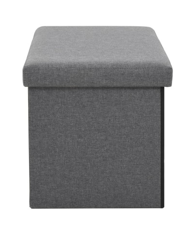 Banc de rangement pliable Faux lin 76 x 38 x 38 cm Gris foncé