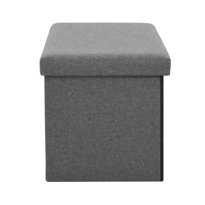 Banc de rangement pliable Faux lin 76 x 38 x 38 cm Gris foncé