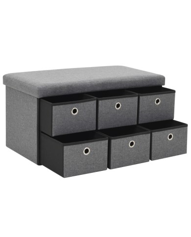 Banc de rangement pliable Faux lin 76 x 38 x 38 cm Gris foncé
