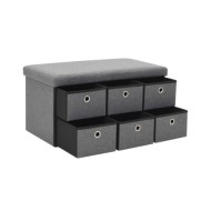 Banc de rangement pliable Faux lin 76 x 38 x 38 cm Gris foncé