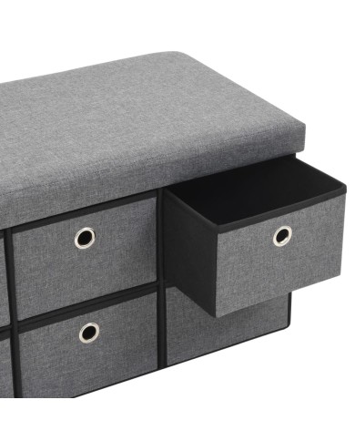 Banc de rangement pliable Faux lin 76 x 38 x 38 cm Gris foncé