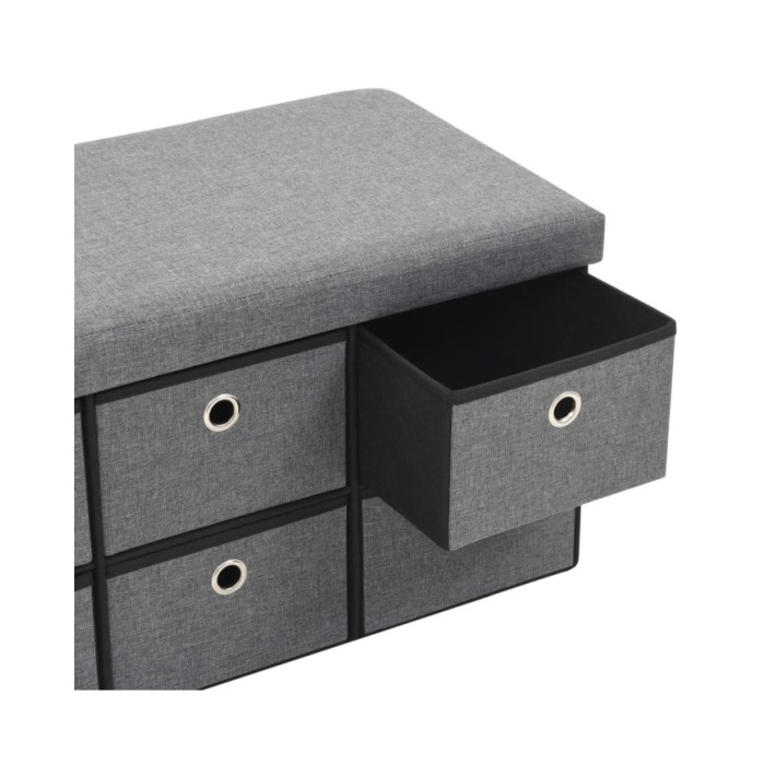 Banc de rangement pliable Faux lin 76 x 38 x 38 cm Gris foncé