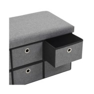Banc de rangement pliable Faux lin 76 x 38 x 38 cm Gris foncé