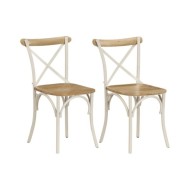 Chaises à dossier croisé 2 pcs Blanc Bois de manguier solide