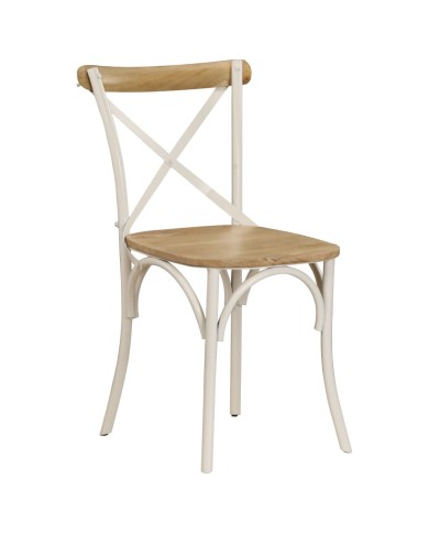 Chaises à dossier croisé 2 pcs Blanc Bois de manguier solide