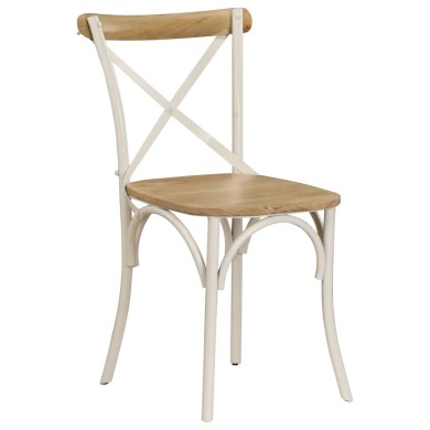 Chaises à dossier croisé 2 pcs Blanc Bois de manguier solide