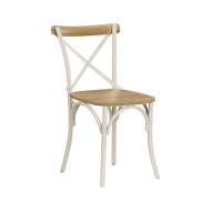 Chaises à dossier croisé 2 pcs Blanc Bois de manguier solide