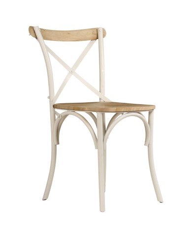 Chaises à dossier croisé 2 pcs Blanc Bois de manguier solide