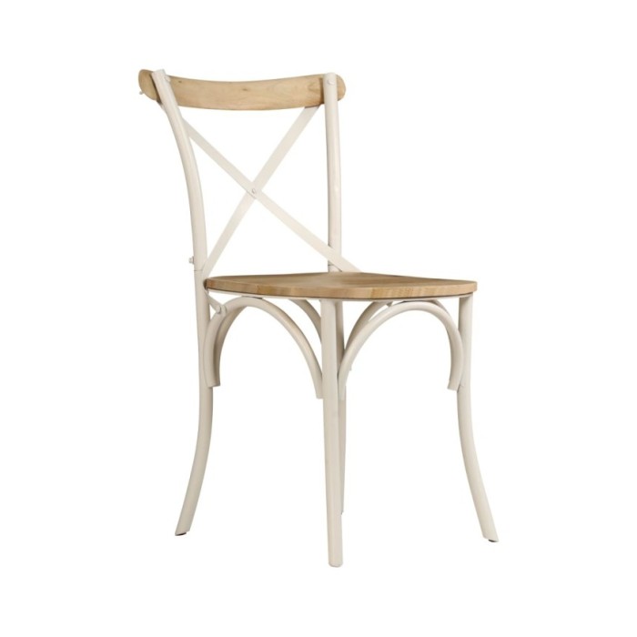 Chaises à dossier croisé 2 pcs Blanc Bois de manguier solide