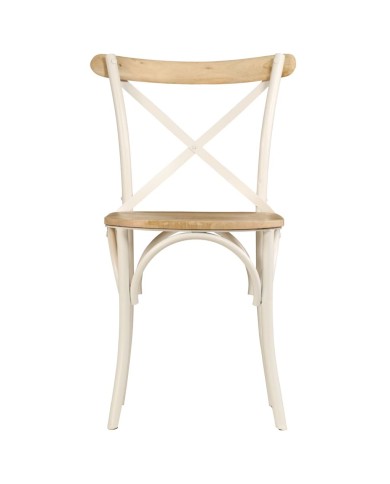 Chaises à dossier croisé 2 pcs Blanc Bois de manguier solide