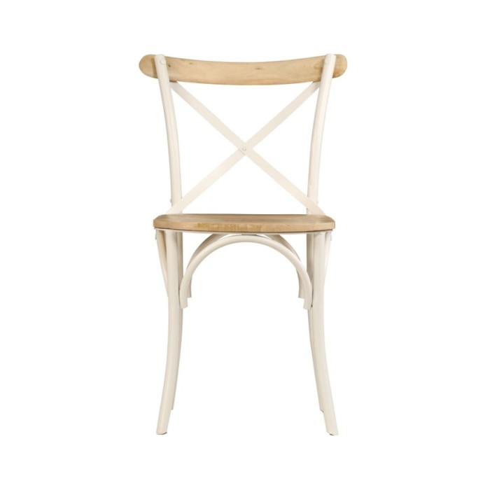 Chaises à dossier croisé 2 pcs Blanc Bois de manguier solide