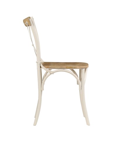 Chaises à dossier croisé 2 pcs Blanc Bois de manguier solide