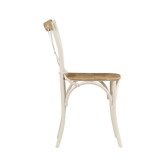 Chaises à dossier croisé 2 pcs Blanc Bois de manguier solide