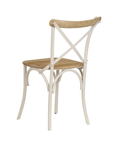 Chaises à dossier croisé 2 pcs Blanc Bois de manguier solide