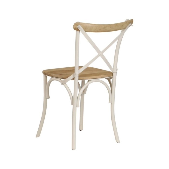 Chaises à dossier croisé 2 pcs Blanc Bois de manguier solide
