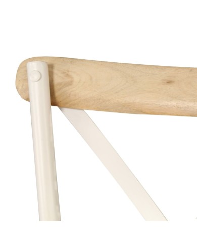 Chaises à dossier croisé 2 pcs Blanc Bois de manguier solide