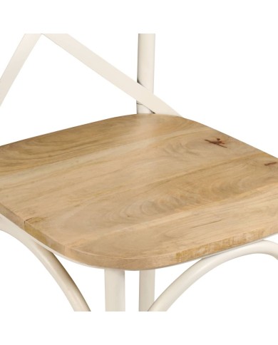 Chaises à dossier croisé 2 pcs Blanc Bois de manguier solide