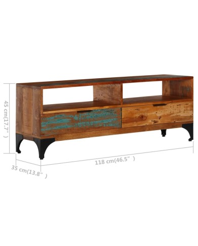 Meuble TV 118 x 35 x 45 cm Bois de récupération massif