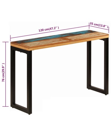 Table console 120x35x76 cm Bois de récupération solide et acier