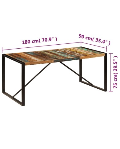 Table de salle à manger 180x90x75 cm Bois de récupération